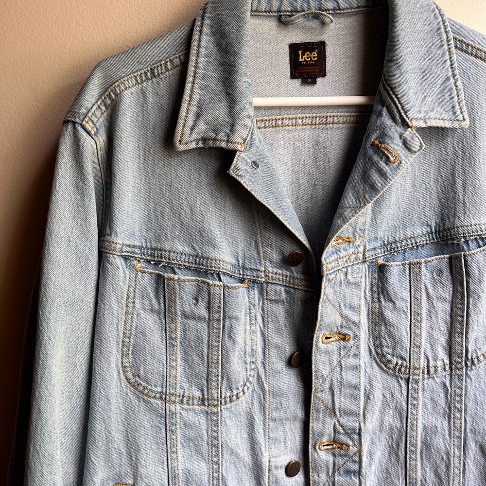 Lee Distressed Light Blue Denim Rider Jacket - Picture 2 of 4